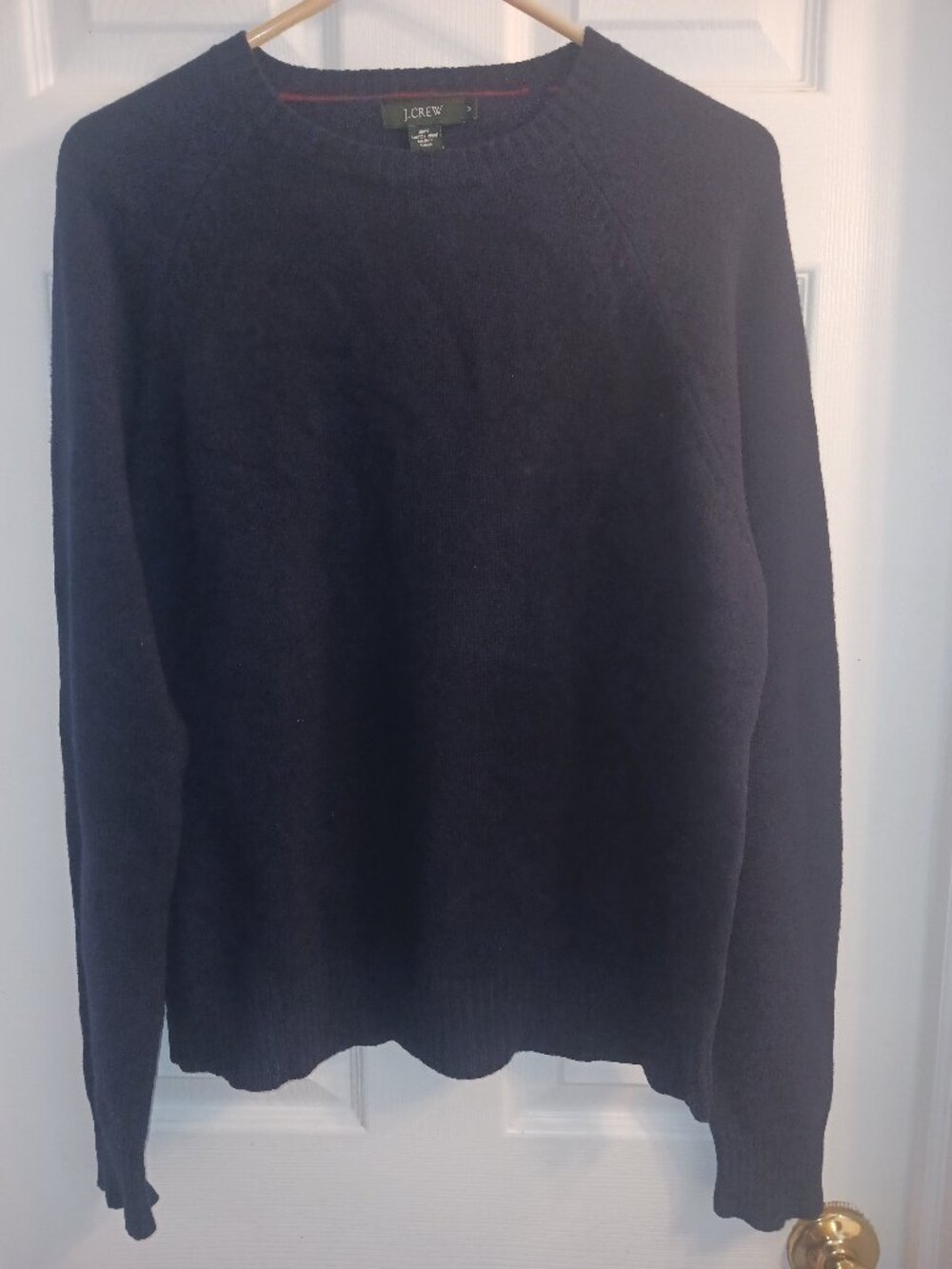 J.CREW Men's Blue 100% Lambswool  Crew Neck Long Sleeve Pullover Sweater M
